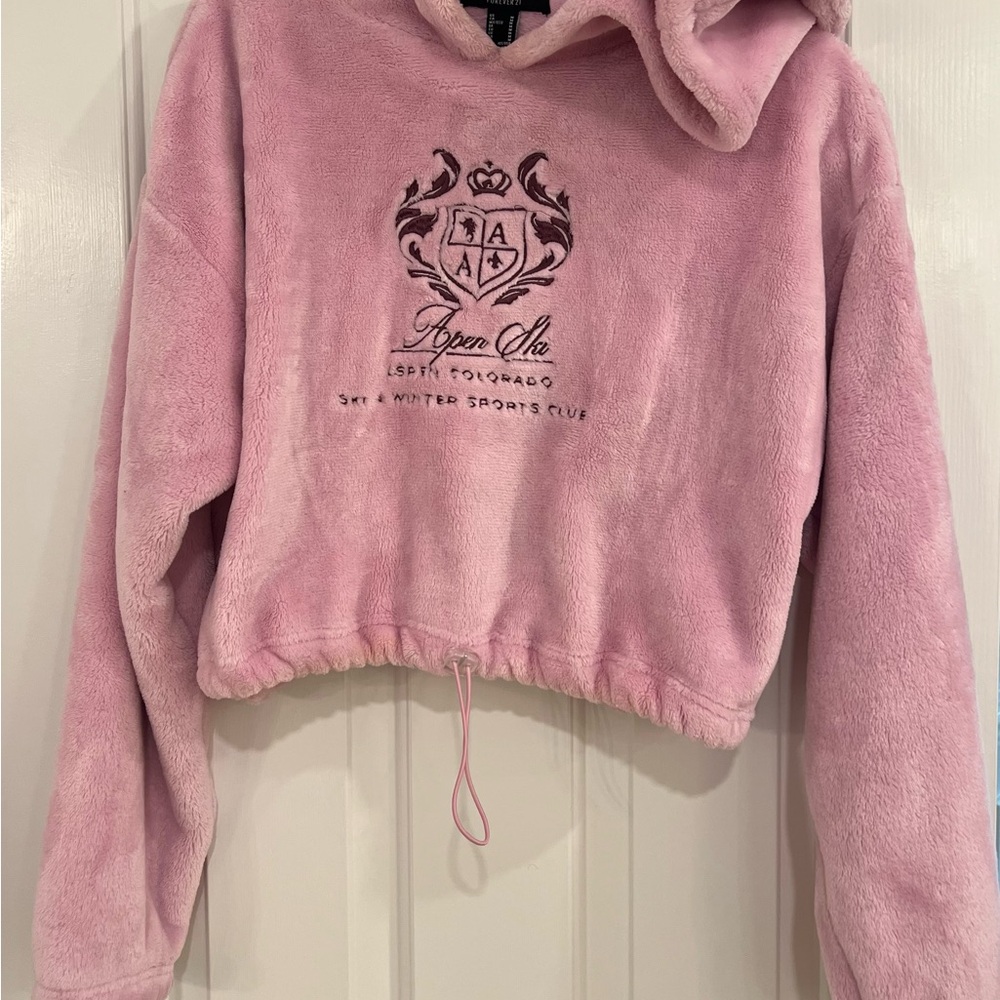 Forever 21 Pink Graphic Hooded Sweater